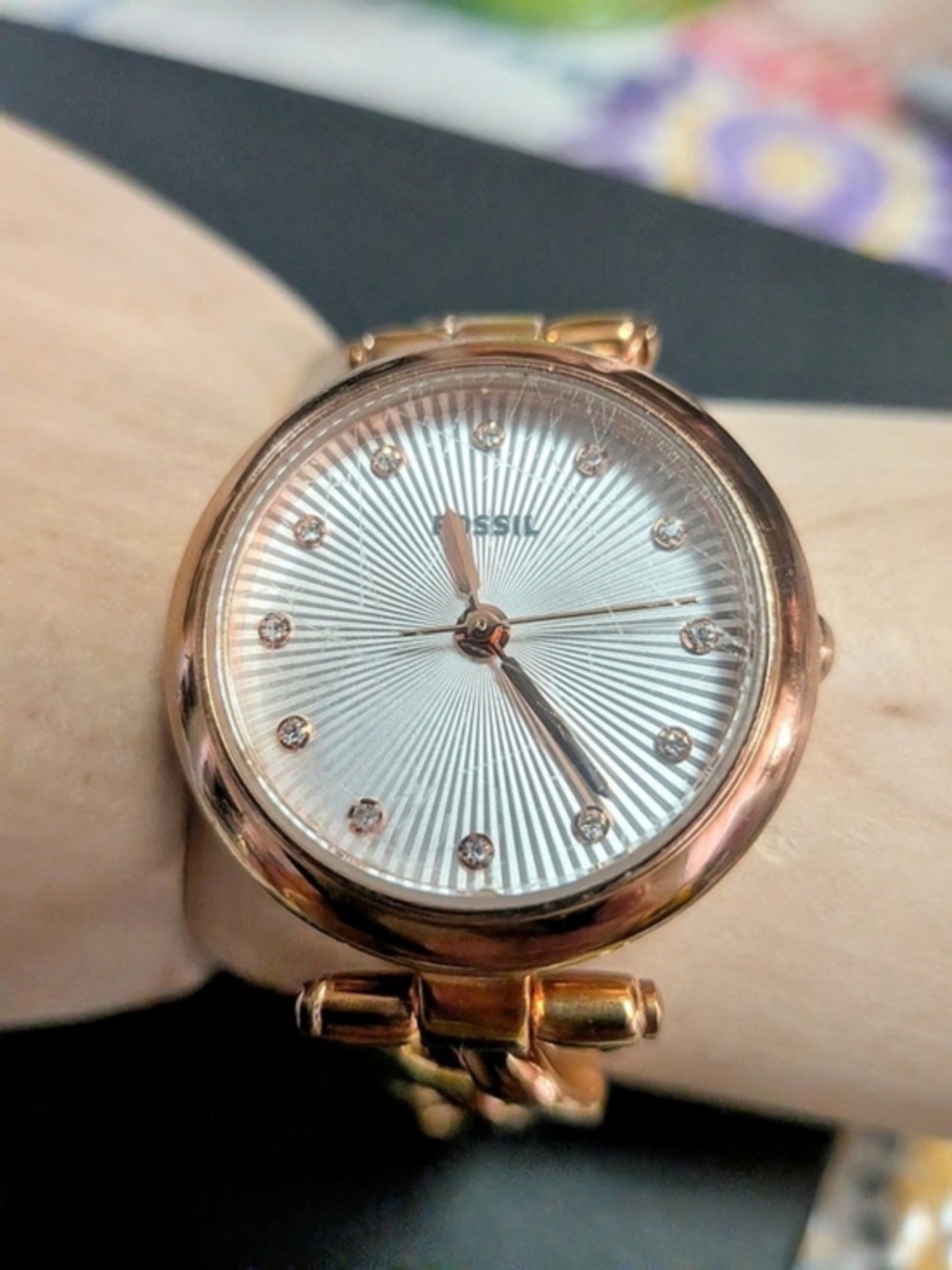 WORKING Fossil Rose Gold Olive Watch ES3350 - New Battery
